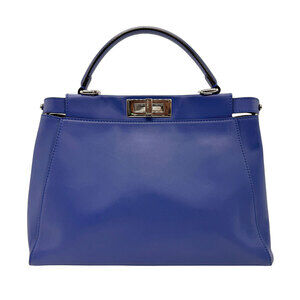 Fendi Peekaboo Bugs Monster Eye Regular Leather Handbag Blue